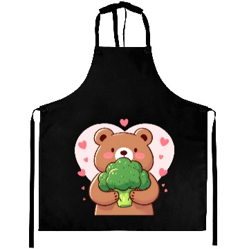 Discover Bear in love hugs huge broccoli Aprons