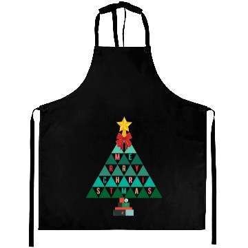 Discover Merry Christmas tree (black bg) using triangles Aprons