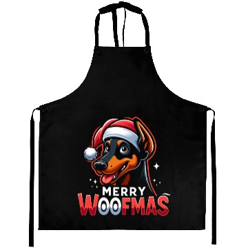 Discover Xmas Dog Merry Woofmas Christmas Doberman Aprons