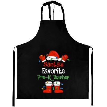 Discover Santa's Favorite Pre K Teacher Funny Christmas Aprons