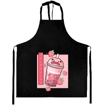 Discover Kawaii Blobfish Japanese Strawberry Boba Aprons