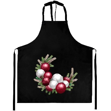 Discover Cranberry and White Christmas Greenery Decor Aprons