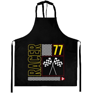 Discover Halloween Aprons, Racer 77 Checked Flag Design Aprons