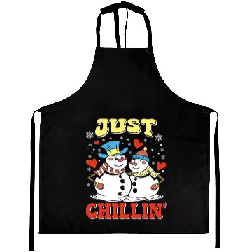 Discover Snowmen Just Chillin' Winter Time Snow Aprons