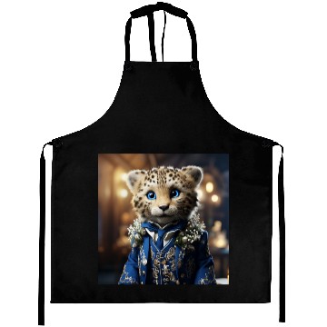 Discover Cute Cheetah Cub Blue Eyes Tuxedo Cat Aprons