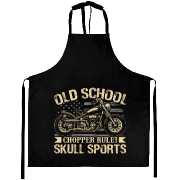 Discover Motorcycle Rider Old School Chopper Rule Skull Aprons