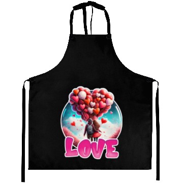 Discover Retro Cute Couples with Heart Balloons Aprons