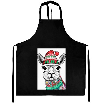 Discover Cute Llama with Christmas Hat Aprons