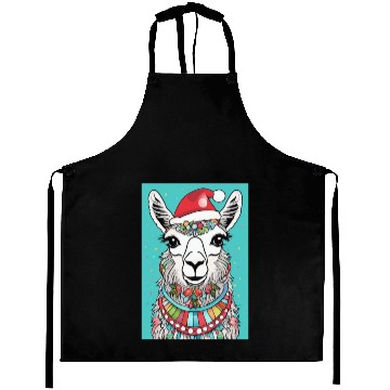 Discover Cute llama with Christmas Hat D83C DF85 Aprons