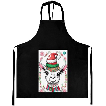 Discover Funny cute llama Christmas lama Aprons