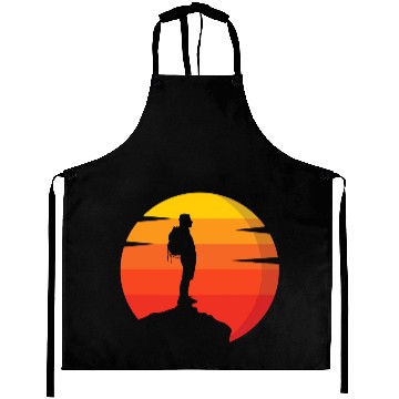 Discover Retro Sun Mountain Hiking Climbing Nature Aprons