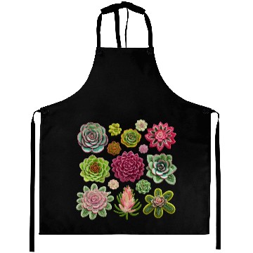 Discover Whimsical Fake Embroidered Succulents Design Aprons