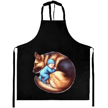 Discover Sleeping Baby and German Shepherd Design Aprons