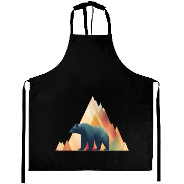 Discover Geometric Bear with Triangle Mountains Design Aprons