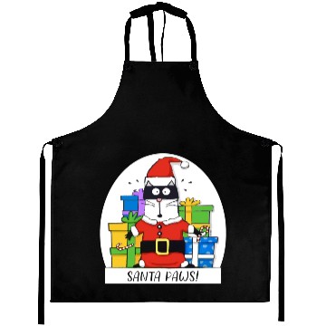 Discover Surprised Cat Christmas Eve and Santa Paws Aprons