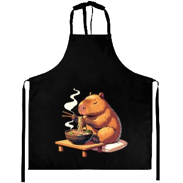 Discover Cute Capybara Eats Ramen Noodles Capybara Ramen Aprons