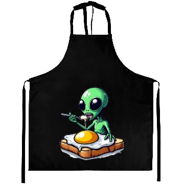 Discover Alien eats fried egg on toast Aprons