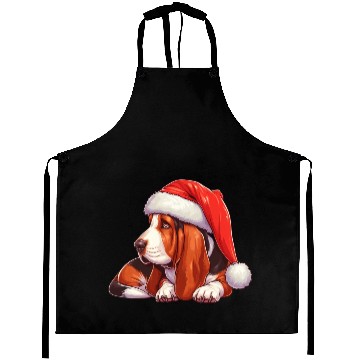 Discover Cute Basset Hound Santa Claus Aprons