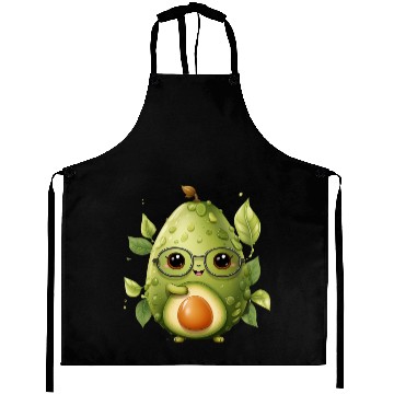 Discover lovable kawaii style avocado with a friendly face Aprons
