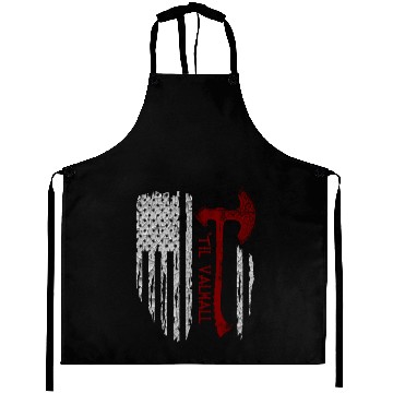 Discover Vikings Axe Valhalla US Flag Aprons Viking