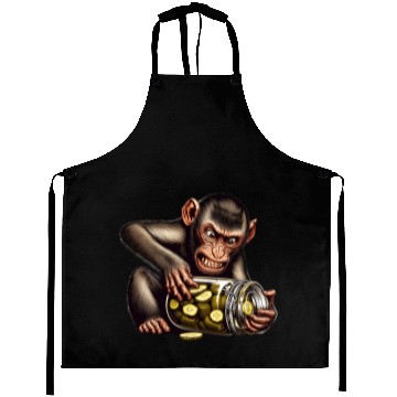 Discover Angry monkey with cucumber jar Aprons