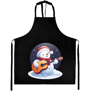 Discover Snowman guitar in moonlight Aprons