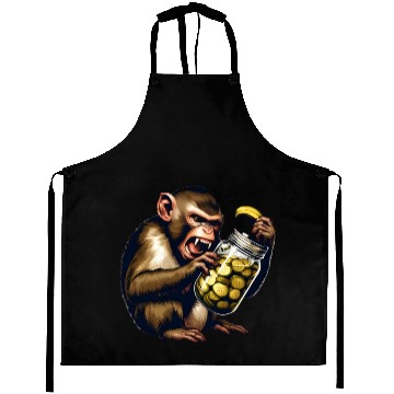 Discover Angry monkey with cucumber jar Aprons