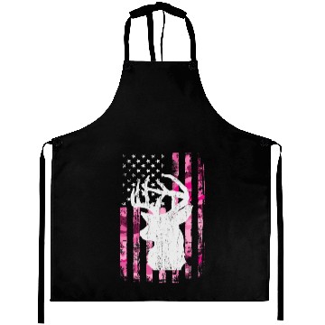 Discover Deer Hunting Camo Pink Camouflage American Flag Aprons