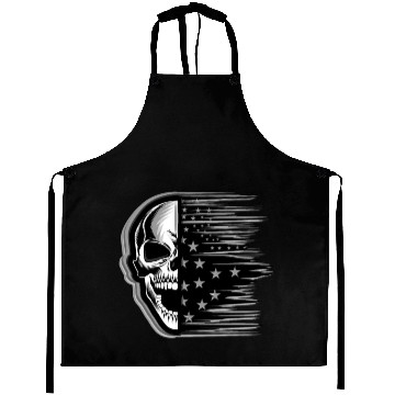 Discover Skull on US Flag Aprons