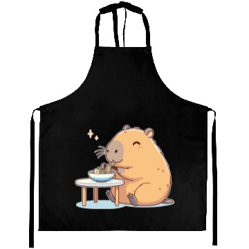 Discover Cute Capybara Eats Ramen Noodles Capybara Ramen Aprons