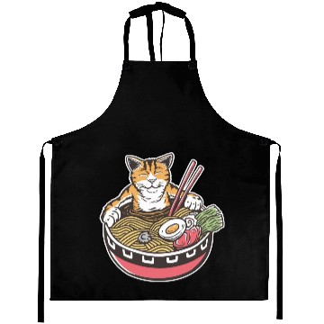 Discover Cat in the Ramen Bowl Aprons