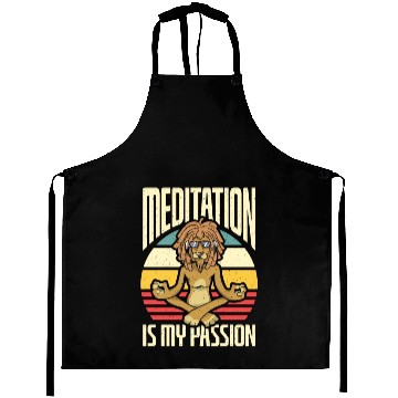 Discover Meditation Is My Passion Exercise Yoga Lion Lover Aprons