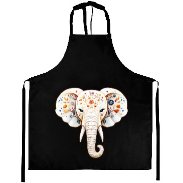 Discover A white elephant adorned with a vivid and vibrant Aprons