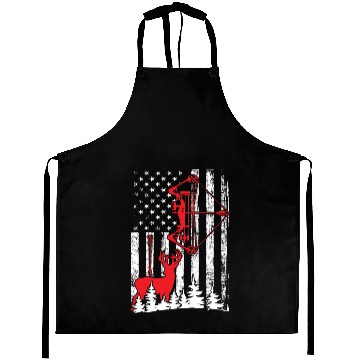 Discover Patriotic Bow Hunting Deer Hunter Flag American Aprons