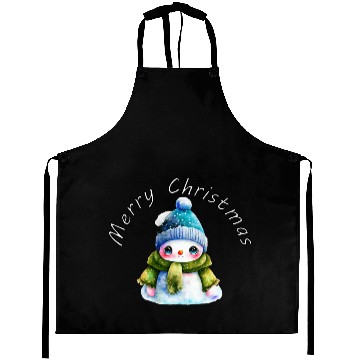 Discover Merry Christmas cute snowman Aprons