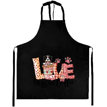Discover Bernese Collie Dog Coffee Lover Dog Mom Valentines Aprons