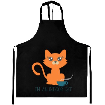 Discover Sorry I'm An Indoor Cat Coffee Tea Introvert Humor Aprons