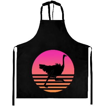 Discover Ostrich Running Retro Sunset Aprons