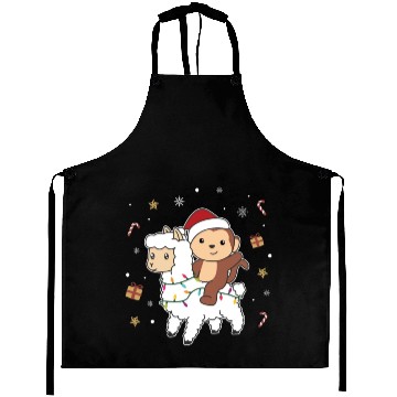 Discover Monkey Lama Christmas Snow Winter Animals Aprons