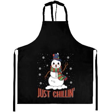 Discover Snowmen Just Chillin' Winter Time Snow Aprons