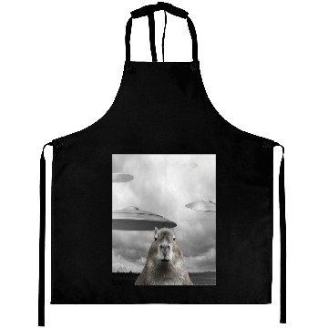 Discover Funny Graphic Capybara Selfie with UFOs Weird Aprons