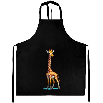 Discover A Cartoonish Giraffe in a Playful Pose Aprons