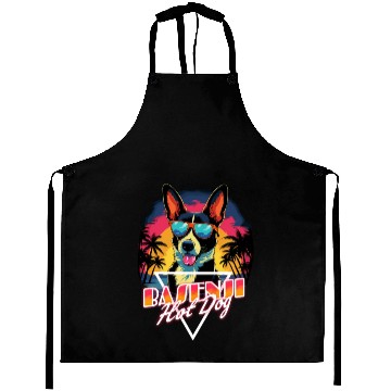 Discover Retro Wave Basenji Hot Dog Aprons