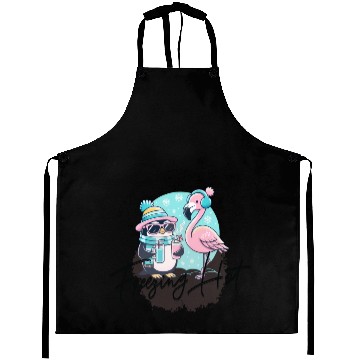 Discover Flamingo & Penguin Freezing Hot Christmas Fun Aprons