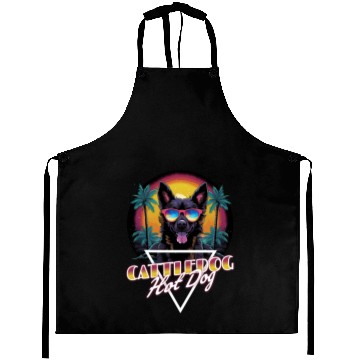 Discover Retro Wave Cattledog Hot Dog Aprons