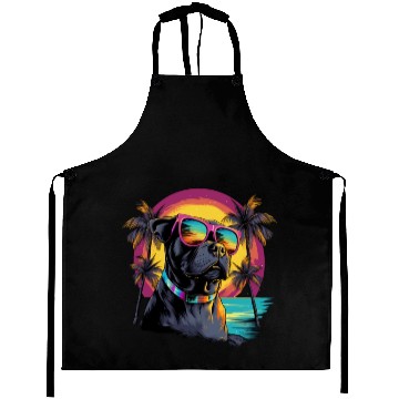 Discover Retro Wave Pitbull Terrier Dog Aprons
