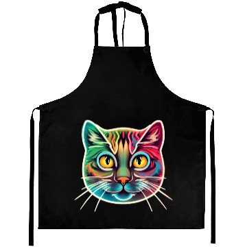 Discover cat face neon design Aprons
