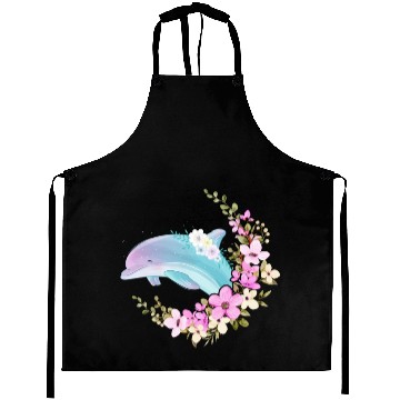 Discover Dolphin Flower Floral Aprons