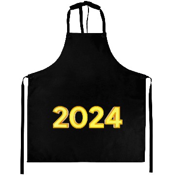 Discover Happy new year 2024 3D text gold render Aprons