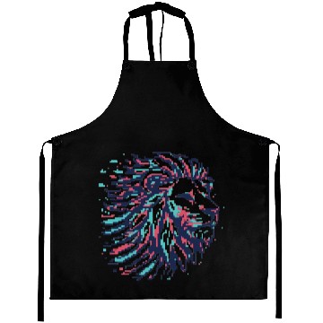 Discover Retro Pixel Art Lion Head Design Aprons